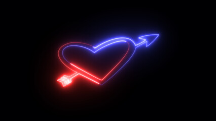Glowing neon love heart background. Suitable for valentine's day greeting card. Romantic valentine's day background