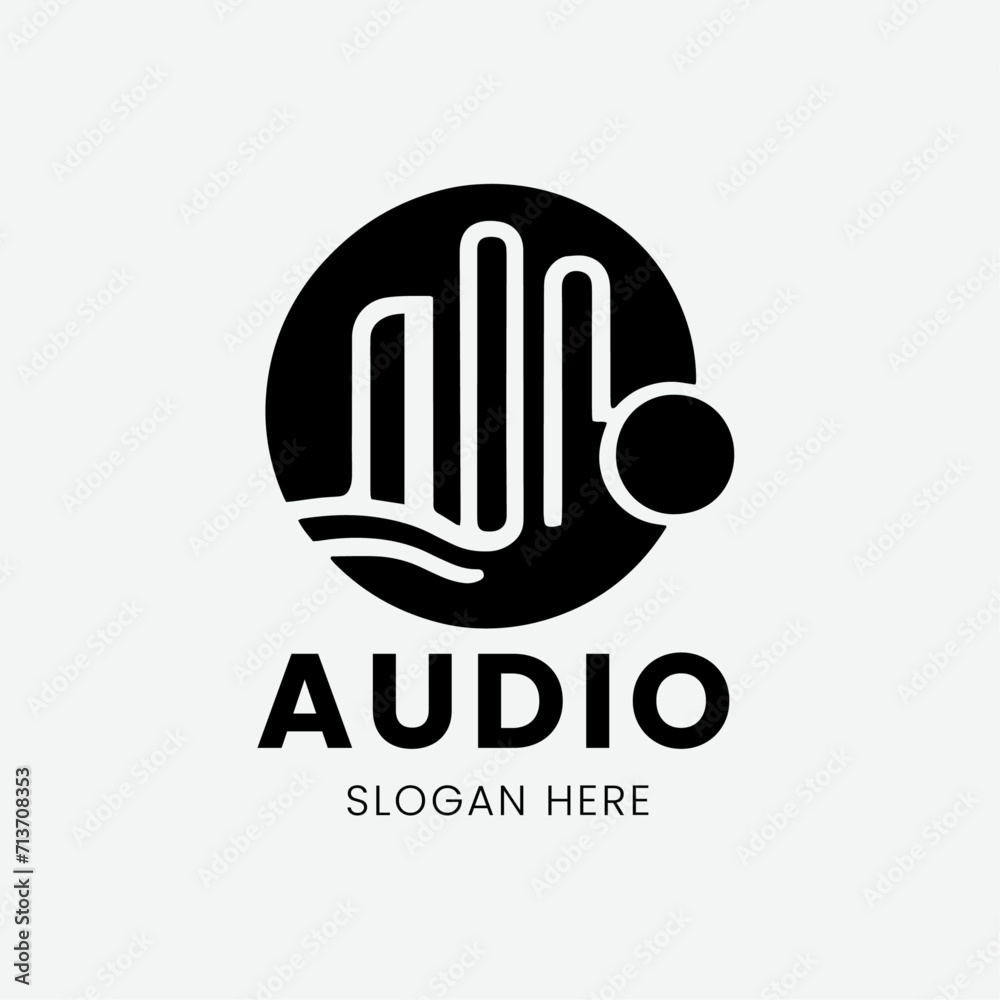 Wall mural Simple logo audio icon black color. Generative AI.