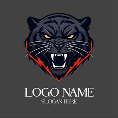Simple logo design head of wolf in black color. Generative AI.