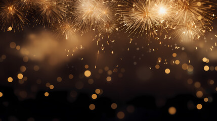 Fototapeta premium Beautiful fireworks background at night for holiday decoration