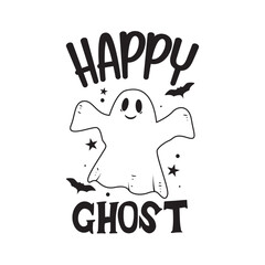 Happy Ghost Vector Design on White Background