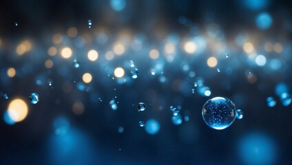 Bokeg Background with glass  ball, Blue Color Floating Particles in a Bokeh Background with Light...