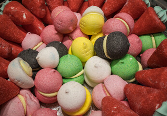 colored jellies gummy sweets based on sugar artisanal candies within the candy shop