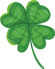 Four-leaf clover with vibrant green colors. St. Patrick s Day symbol of luck. Illustration for good fortune and Irish culture vector illustration.