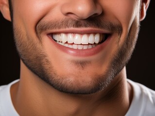 Close up shoot of smiling men white teeth 
