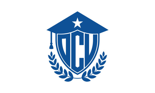 OCU three letter iconic academic logo design vector template. monogram, abstract, school, college, university, graduation cap symbol logo, shield, model, institute, educational, coaching canter, tech