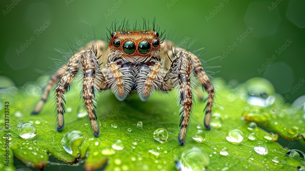 Canvas Prints Macro Shot Spider on a leaf