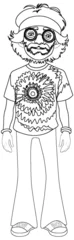 Poster Im Rahmen Vector illustration of a hippie with tie-dye shirt. © GraphicsRF