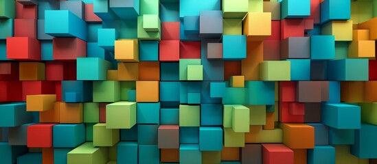Vibrant 3D Cubes in an Abstract Array