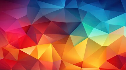 A background with intersecting colorful triangles forming an abstract pattern - obrazy, fototapety, plakaty