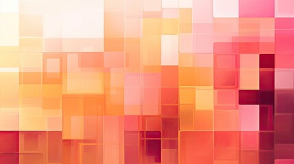 An abstract design of overlapping rectangles in shades of pink and orange