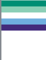 Fototapeta premium Green, white, blue and purple colored gay man flag. LGBTQI concept. Flat design illustration.