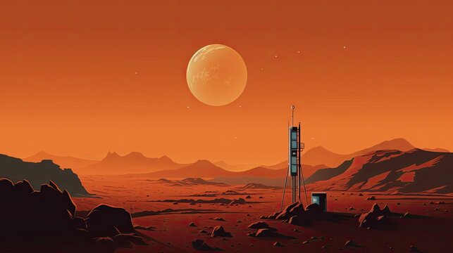 Mars habitat radiation monitoring solid color background © Gefo