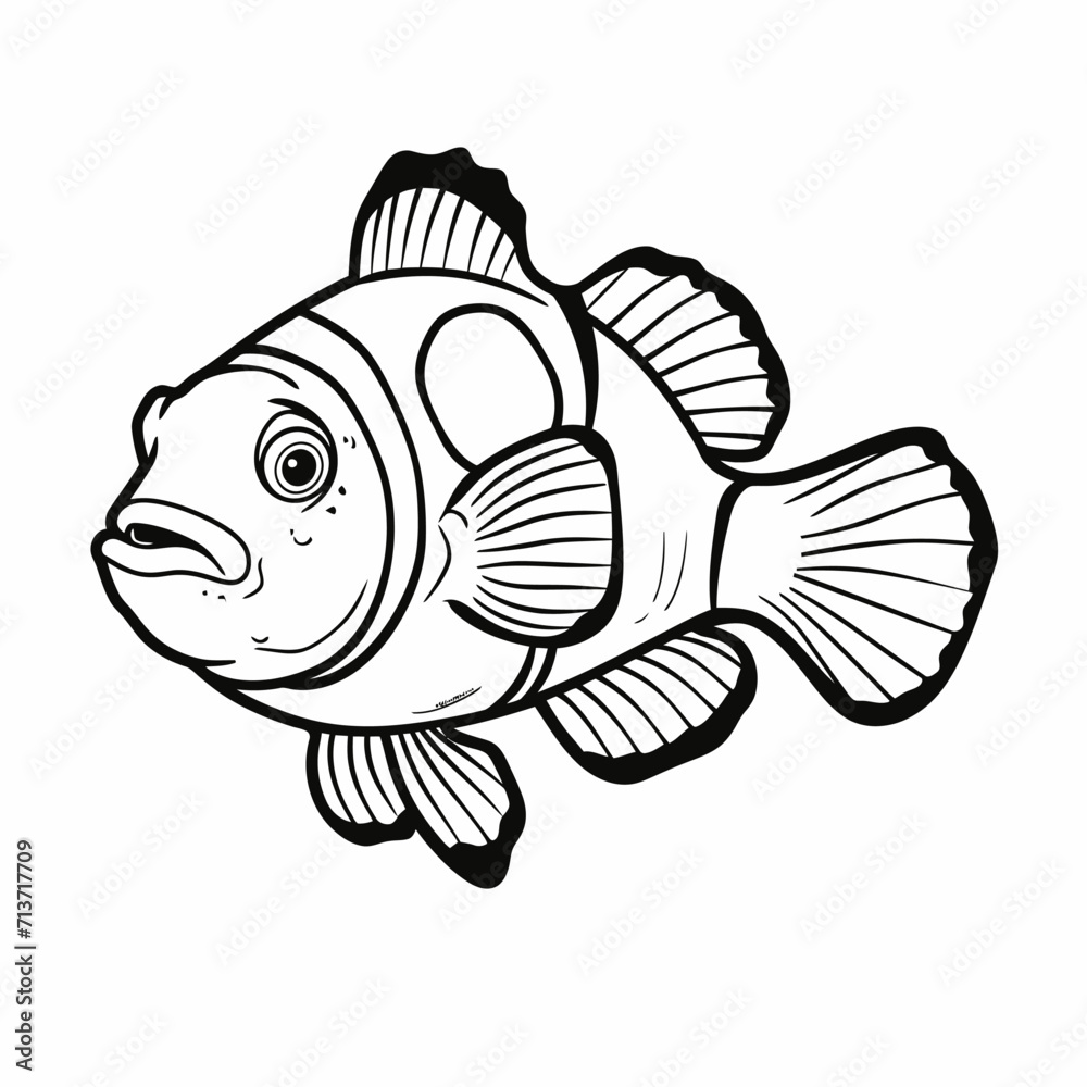 Canvas Prints Clown Fish Line Art Illustration