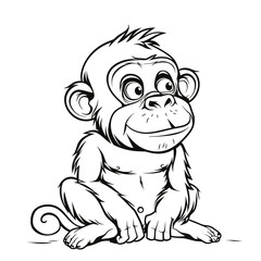 Fototapeta premium Monkey Line Art Illustration