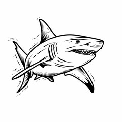 illustration of a shark line art