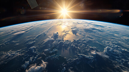 The breathtaking view of Earth from space at sunrise, beautifully captured as AI Generative.