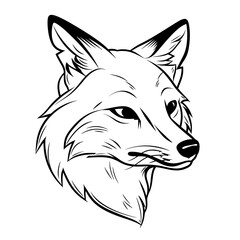Fox Head Line Art Illustration