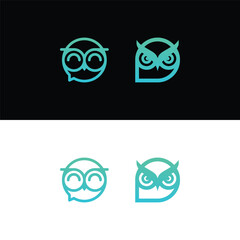 creative owl simple line logo design