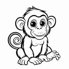 Fototapeta premium Monkey Line Art Illustration