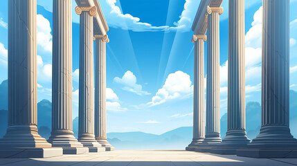 pillar of lawn and justice with blue sky and sunlight - obrazy, fototapety, plakaty