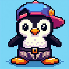 Pixel art of funky penguin