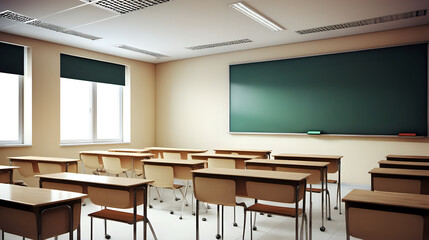 Empty classroom. Classroom interior modern.