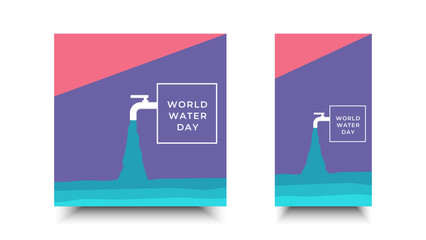 World Water Day. Paper cut concept flat design whit clean copy space area
