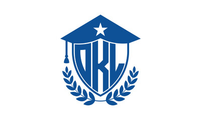OKL three letter iconic academic logo design vector template. monogram, abstract, school, college, university, graduation cap symbol logo, shield, model, institute, educational, coaching canter, tech
