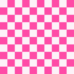 Seamless white and pink square grid pattern for background. Art Design Checkered pink