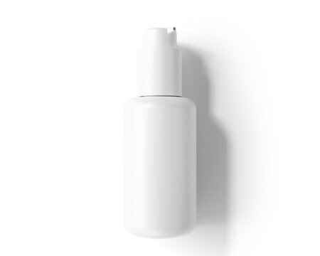 Blank White Plastic Cosmetic Spray Bottle Packaging Isolated On Transparent Background, Prepared For Mockup, 3D Render.