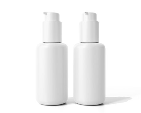 Blank White Plastic Cosmetic Spray Bottle Packaging Isolated On Transparent Background, Prepared For Mockup, 3D Render.