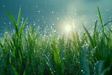 Obraz premium in the middle green grass field professional photography