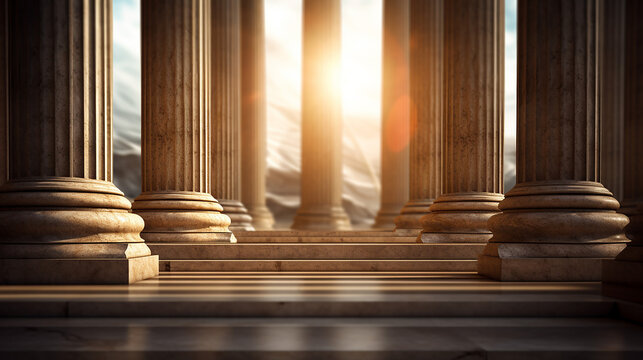 column law background with sunlight