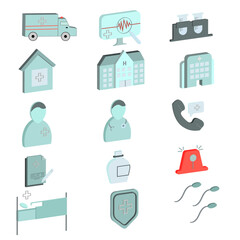 3D isometric medical icons collection