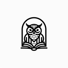 smart owl logo with books and scholar hat, school and education illustration