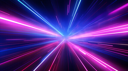 Cosmic Velocity: Hyperspace Journey with Blue and Pink Speed Lines, Captivating Background Featuring Vibrant Blue And Pink Neon Speed Lines