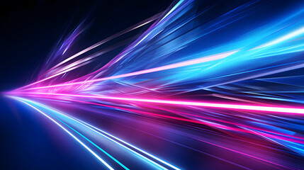 Abstract Velocity: Whirlwind of Blue and Pink Speed Lines, Vibrant Blue And Pink Neon Speed Lines - obrazy, fototapety, plakaty