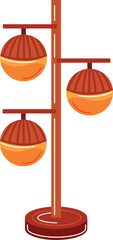Retro orange pendant lights, mid-century modern design, home decoration. Vintage interior lighting, stylish ceiling lamps vector illustration.