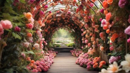 Fototapeta na wymiar flowers tunnel