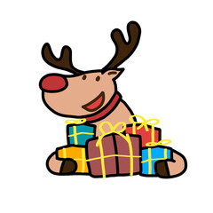 reindeer with christmas gift