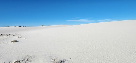 A scenic landscape view of White Sands National Park in New Mexico.