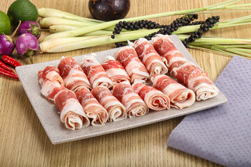 Raw beef bacon for grill