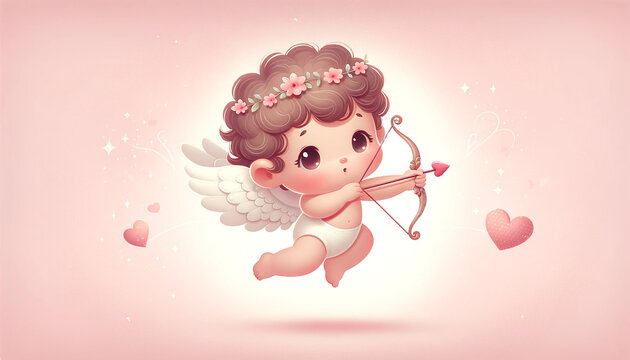 cute cupid, picture for valentine's day, cupid with heart