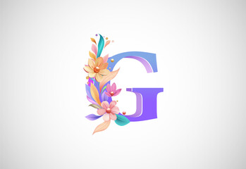 Floral alphabet G. Logo for wedding invitations, greeting card, birthday, logo, poster other ideas