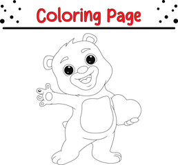 cute baby bear coloring page for kids. Black and white vector animals for coloring book