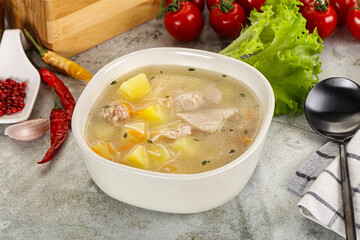 Homemade chicken soup with vegetables