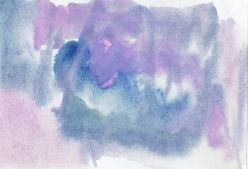 Abstract art background. Watercolours on paper. Rough brushstrokes of paint.	