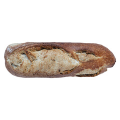 Fresh tasty bread on transparent background. A fresh bread loaf made with sourdough.