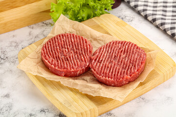 Raw beef  burger cutlet for grill